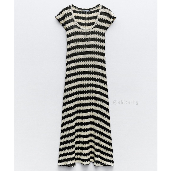 Zara STRIPED RUSTIC DRESS - Picture 2 of 7
